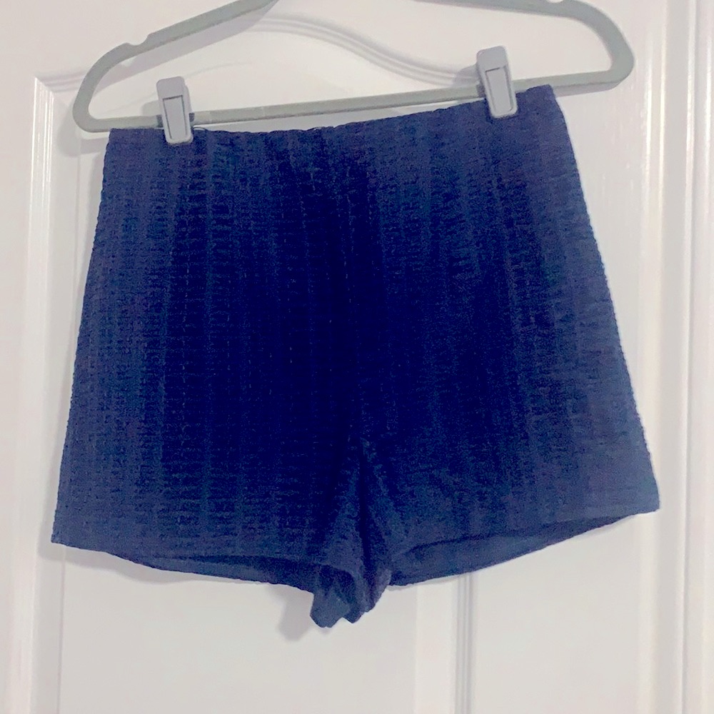 Bcbg Generation Navy Embroidered High Waist Shorts